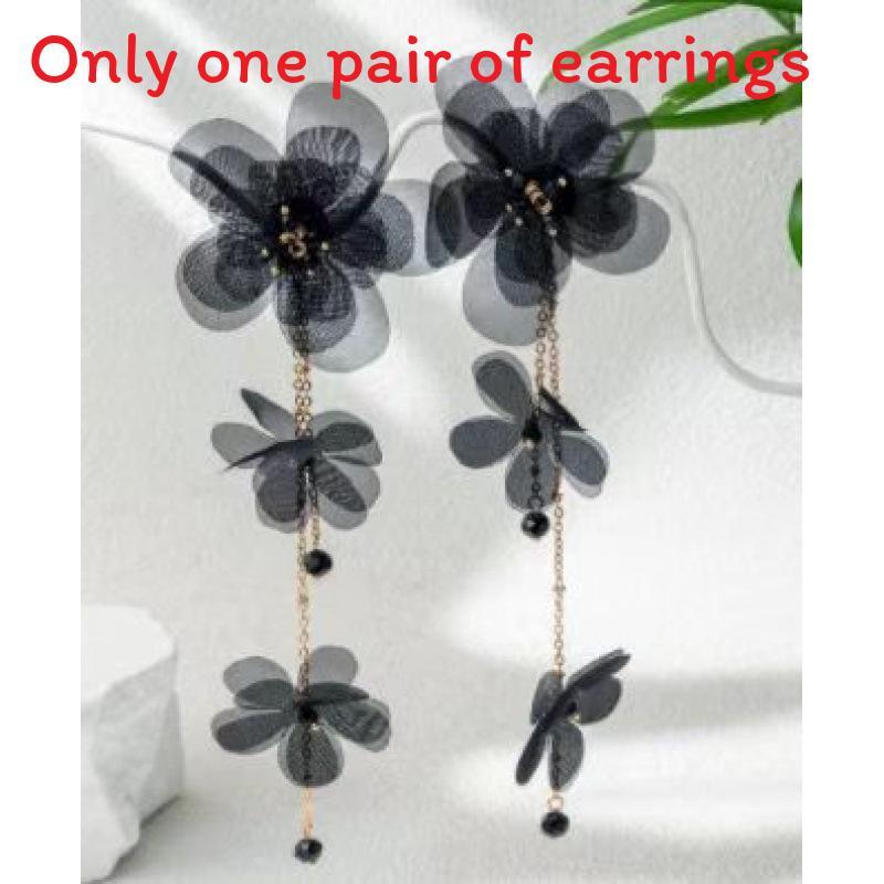 Petal Drop Earrings With Tassel Chain For Summer Outfits And Trendy Accessories