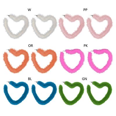 Plush Heart Hoop Earrings Exaggerated Dangle Earrings Fashion Piercing Earrings Punk Ear Stud Simple Jewelry Gift