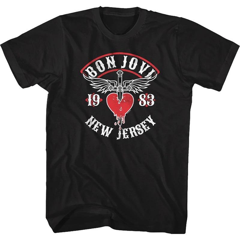 Moda Estiva 2026 T-shirt Trendy Metallo Bon Jovi Band Rock Casual T-shirt Uomo e Donna Band Cotone Gotico T-shirt Oversize