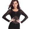 Hot New Spring Summer Womens Long Sleeve Sexy Black Mesh Top T Shirts Transparent Punk Club Streetwear Tees Beach Tops