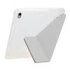 For iPad Mini (2024)/(2021) Case Y-Fold Stand Pyramid-Patterned Leather+Clear Acrylic Tablet Cover with Pencil Holder