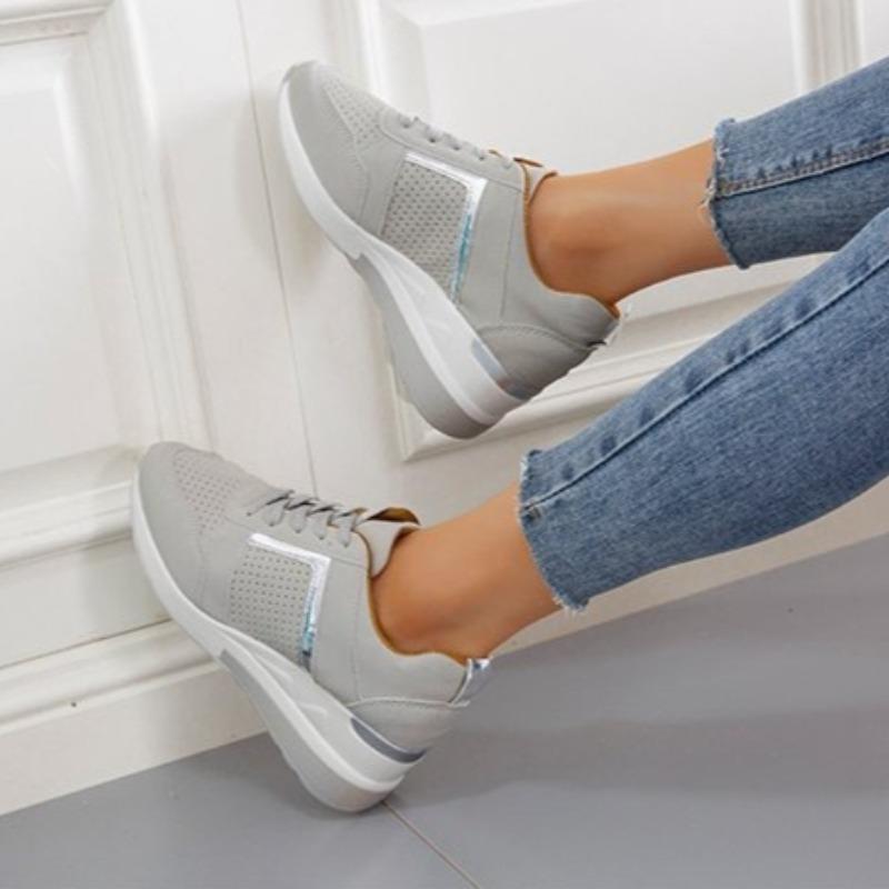 Lässige Damen-Sportschuhe mit dicker Sohle, modische Schnür-Sportschuhe mit dicker Sohle, bequeme, leichte Outdoor-Laufschuhe