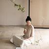 Autumn Artistic Embroidery Ramie Shirt - Zen Tea-Inspired Retro Loose Chinese Top