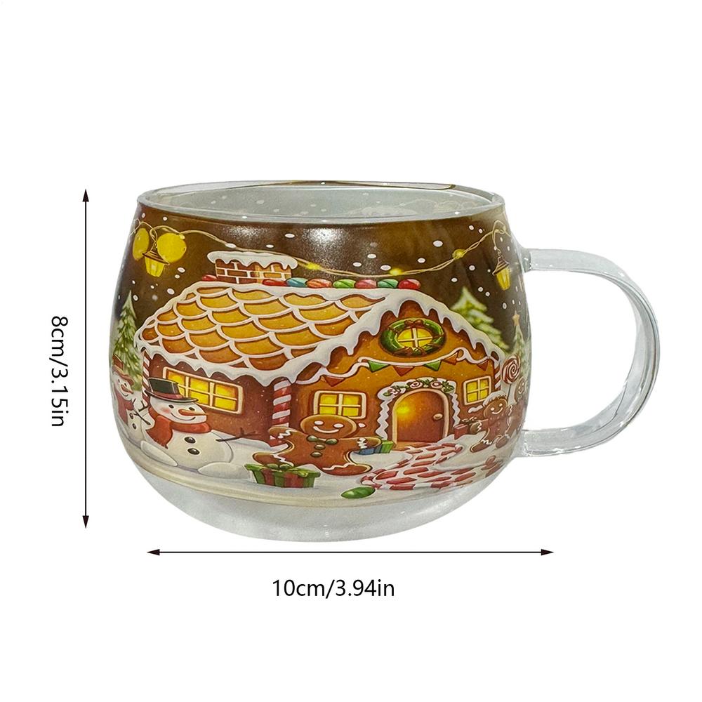 Christmas Transparent Painted Glass Mug 300ml Christmas Theme Coffee Cup Stocking Stuffer Coffee Mug For Hot Cocoa Latte