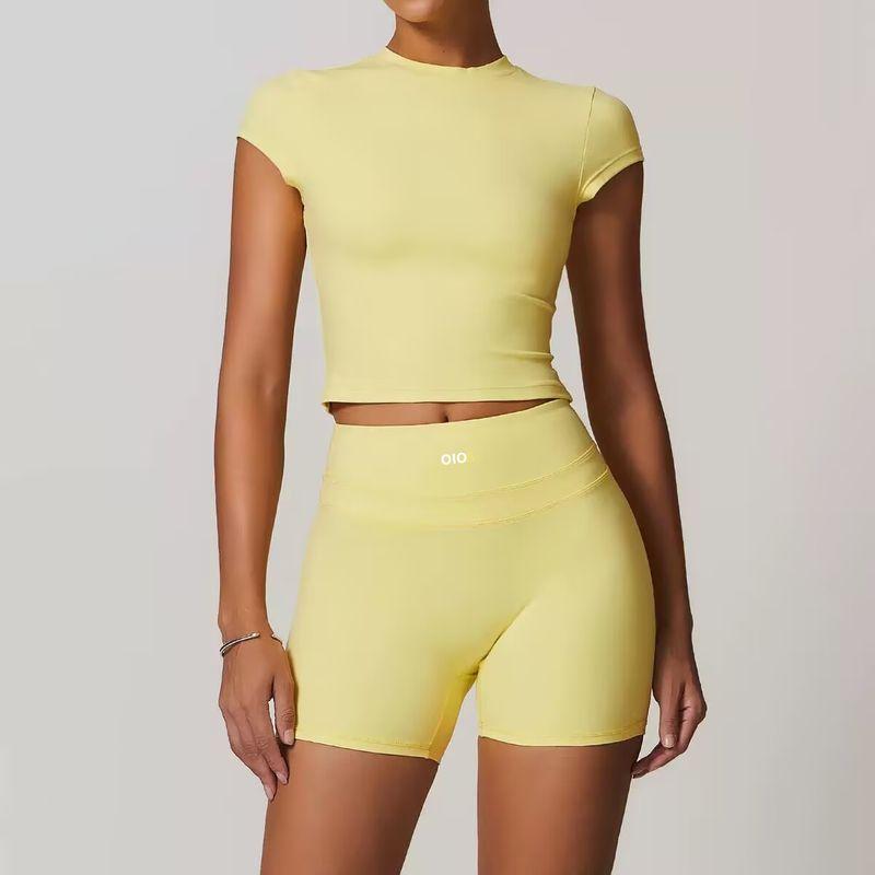 Oiob Yoga Clothes Skinny Slimming Short-Sleeved T-shirt Women's Sports Suit Shorts Pilates Fitness Three-Point Pants