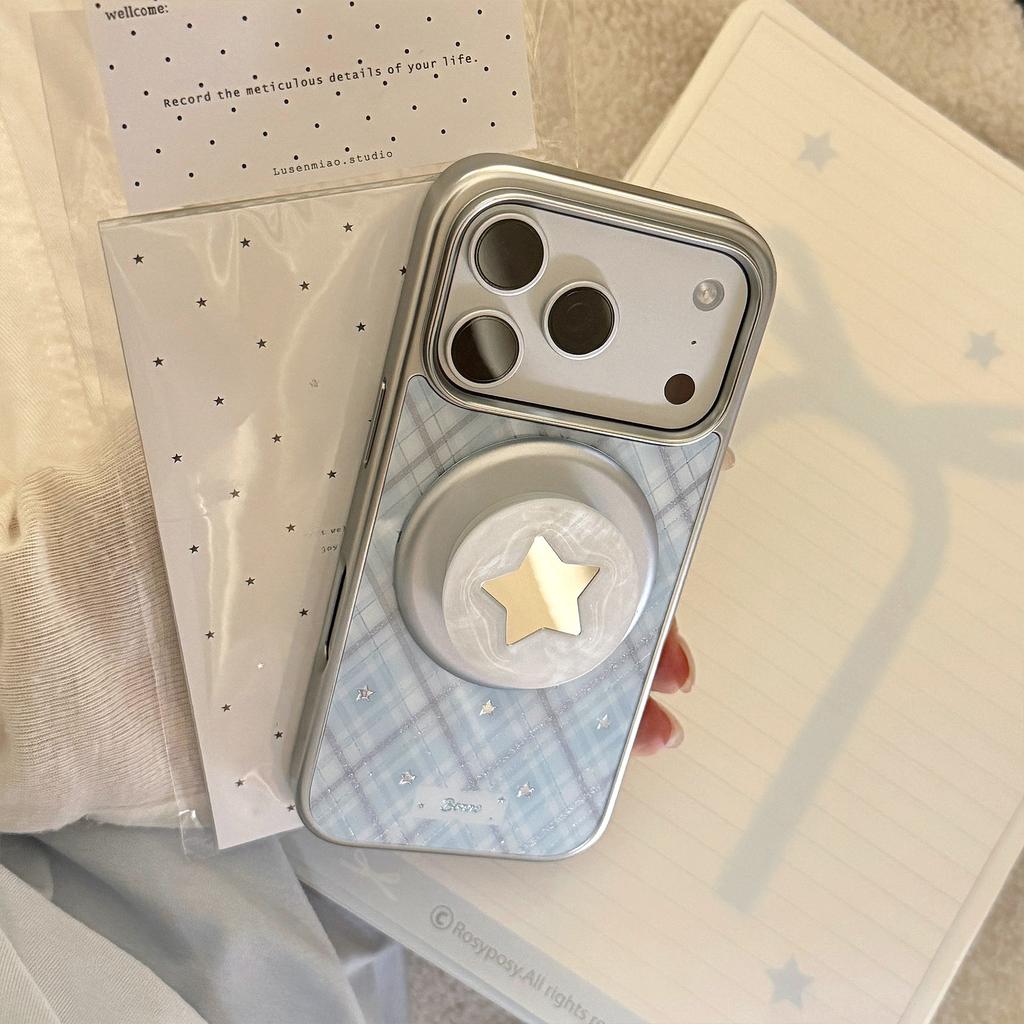 Fritillary white applies to Apple 17pm mobile phone case 15 blue star iphone16 gilt 14 magnetic suction bracket 15 anti-drop