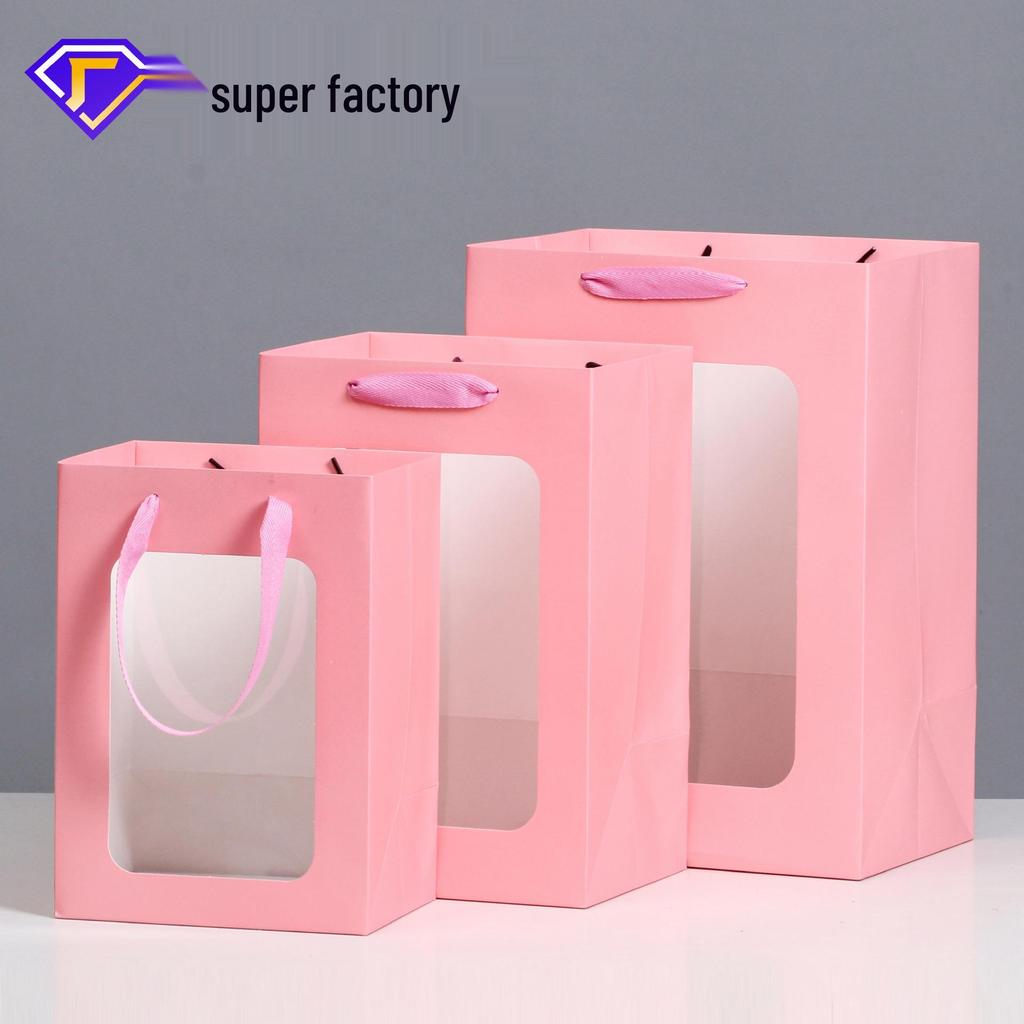 Skylight Display Handbag - Transparent Flower Christmas Gift Bag with Window
