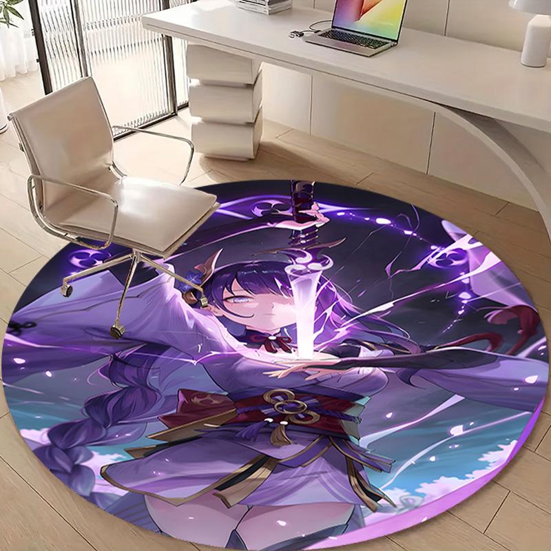 1pc Genshin Impact Beelzebul2 Design Printed Area Round Carpet for Bedroom Living Room Home Decor Rugs Mat Non Slip Mat Rug for Bedside