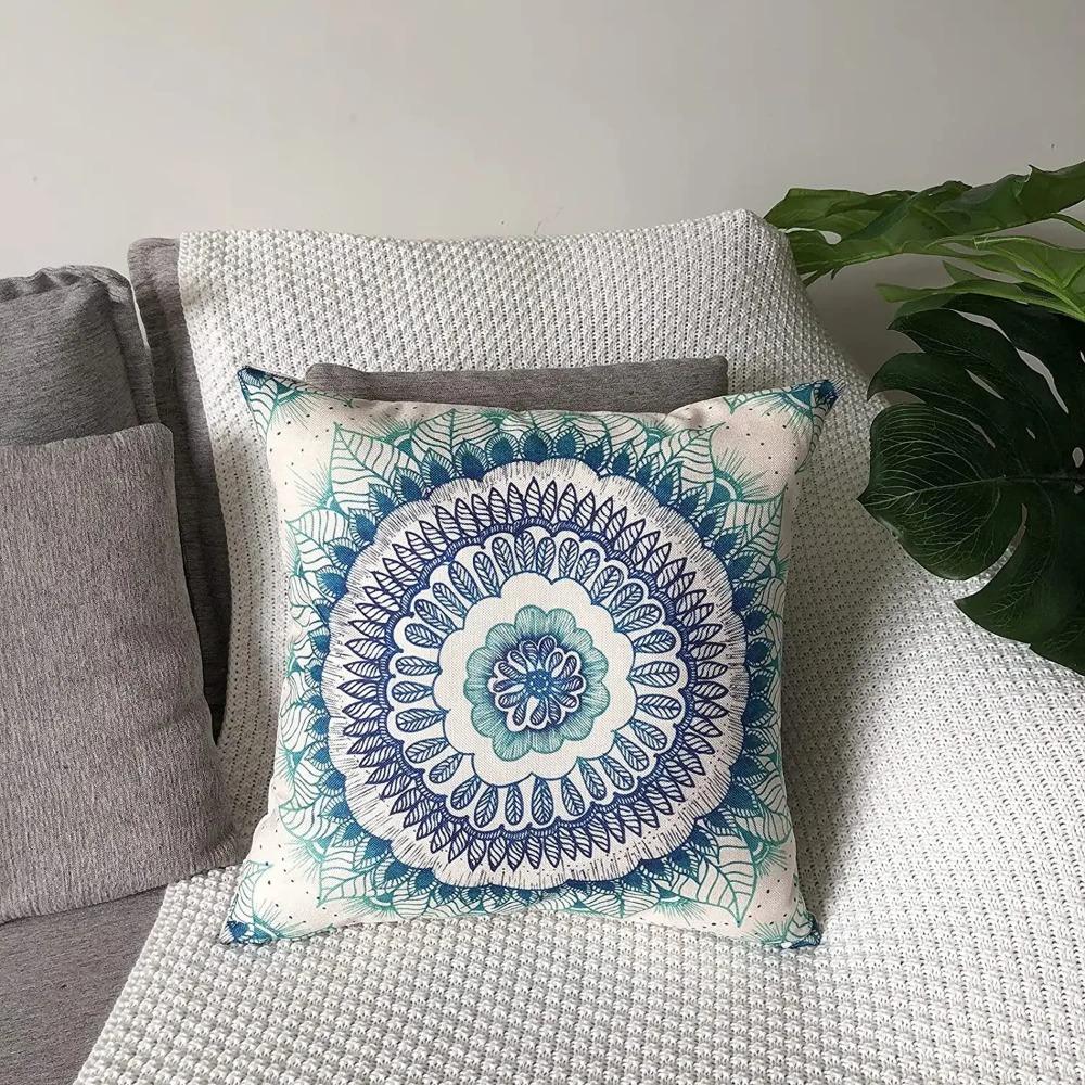 Blue Mandala  Cushion Cover for Car Living Room Sofa Bedroom Home Decor Pillowcase