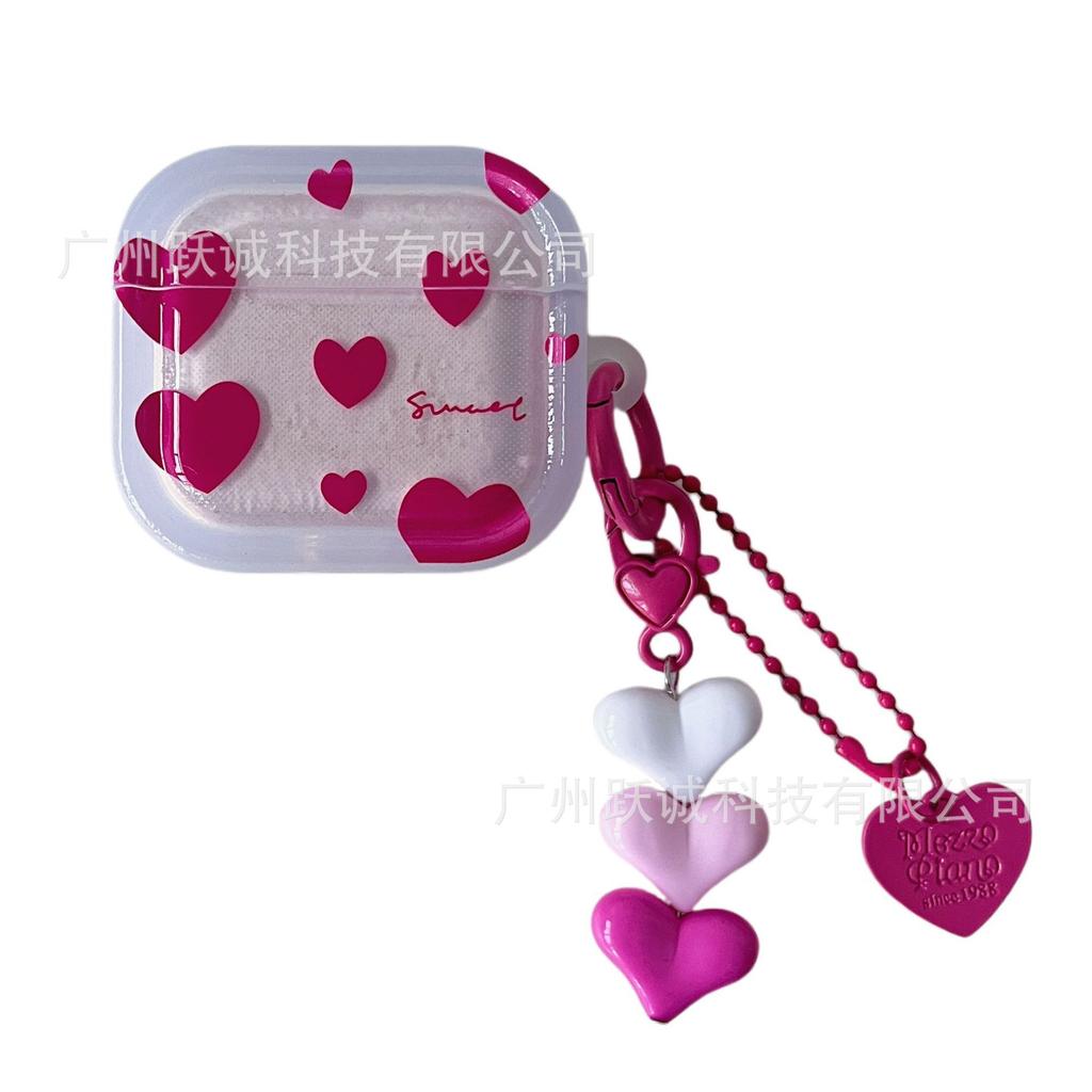 Stereoscopic applicable AirPods 1 protective case pink love pendant Japanese and Korean style AirPods 1 creative soft case earphones