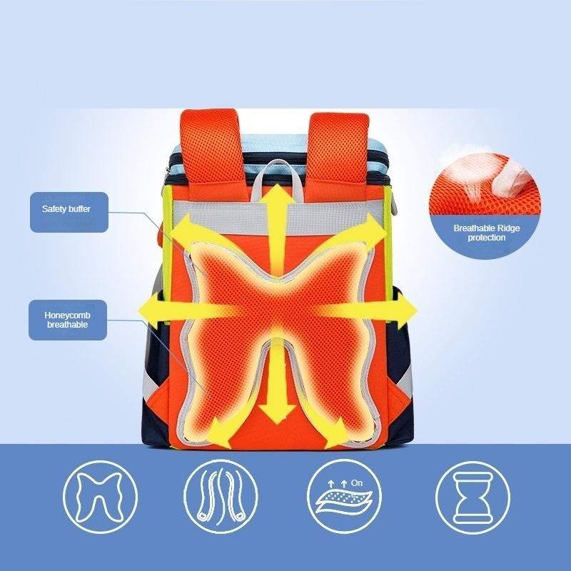 Lightweight Spine Protection Backpack for Primary School Kids Ergonomic Schoolbag