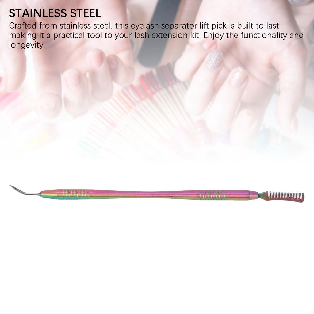 2 Pcs Nail Pen Cleaning Comb Stainless Steel Eyelash Separator Lift Picking Stick with Comb