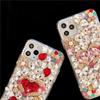 Glitter Rhinestone Phone Case For iPhone 17 16 15 14 13 12 11 Pro Max Air mini 16e 8 7 Plus X XS XR, 3D Crystal Heart Floral Bling Diamond Jewel Cover