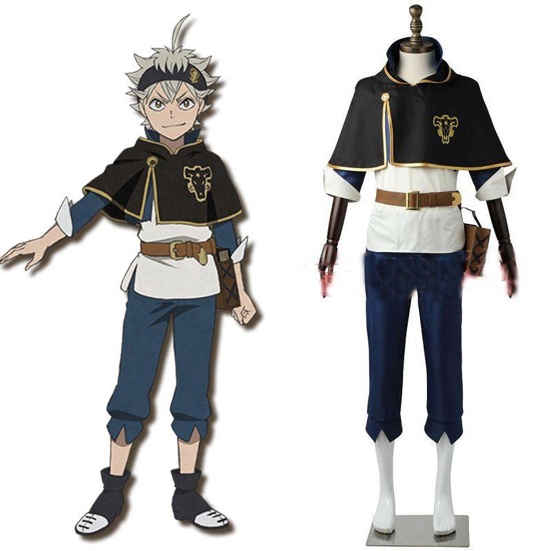 Black Five-Leaf Clover Cos Costume for the Magical Boy Noah Stara Asta Cosplay Anime Costume Halloween Black Cape + Hairband One size fits all