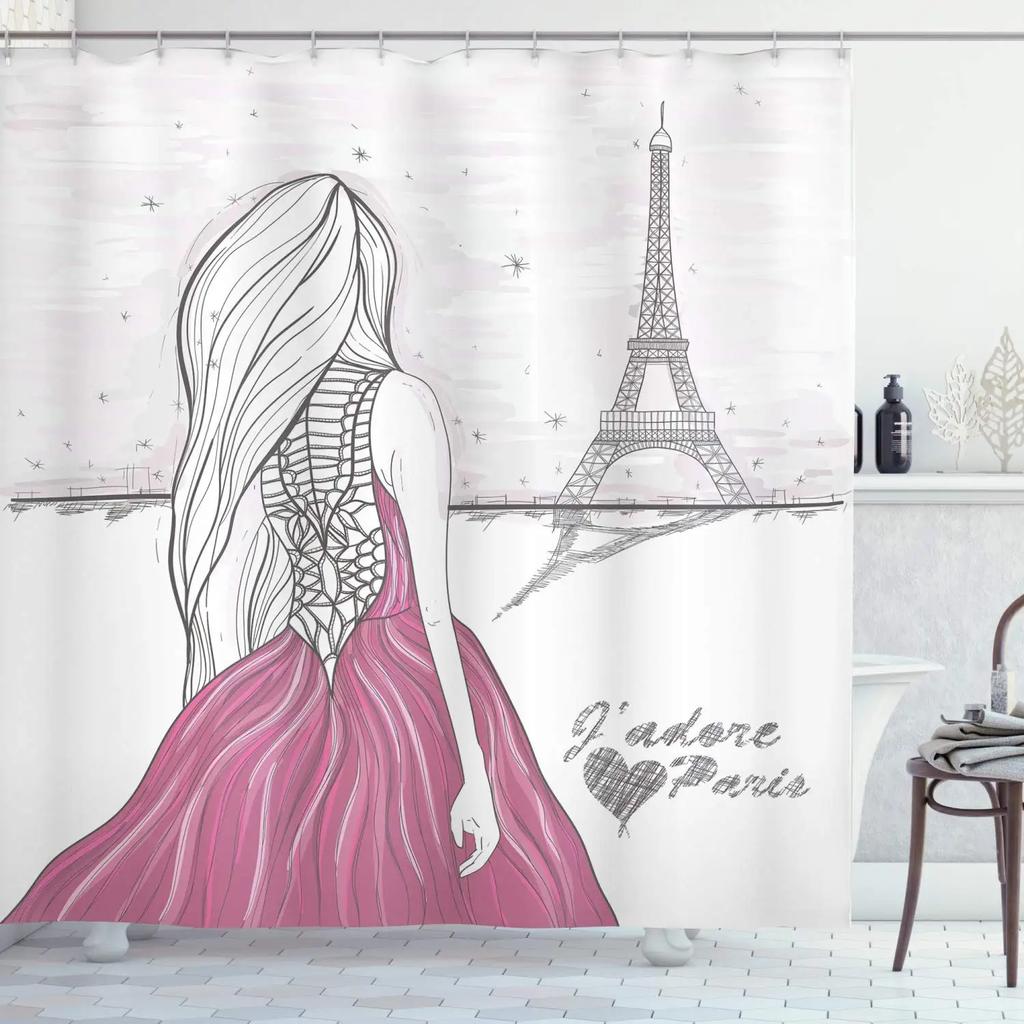 Abstract Hand Painting Shower Curtains Women Sketch Bath Curtain Lover Human Body Minimalist Art Waterproof Bathroom Curtains
