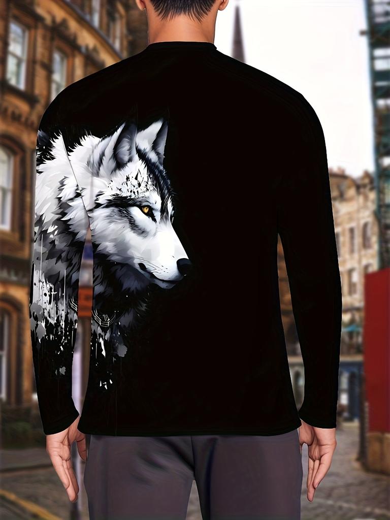 Men'S Casual Stylish Print Long-Sleeve T-Shirt