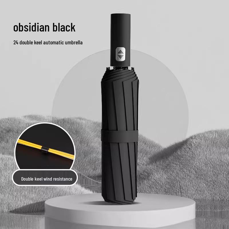 Extra großer Zwölf-Speichen-Doppelnutzungs-Handregenschirm mit Sonnenschutz aus schwarzem Kleber