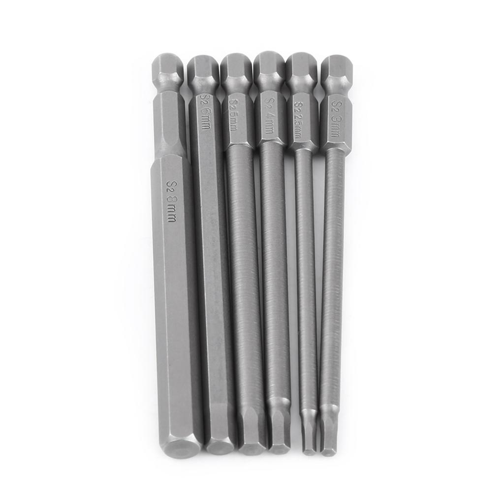 6pcs 100mm Magnetic Screwdriver Bit Set Hexagon Head Tool Bit With 1 4  Hex Shank