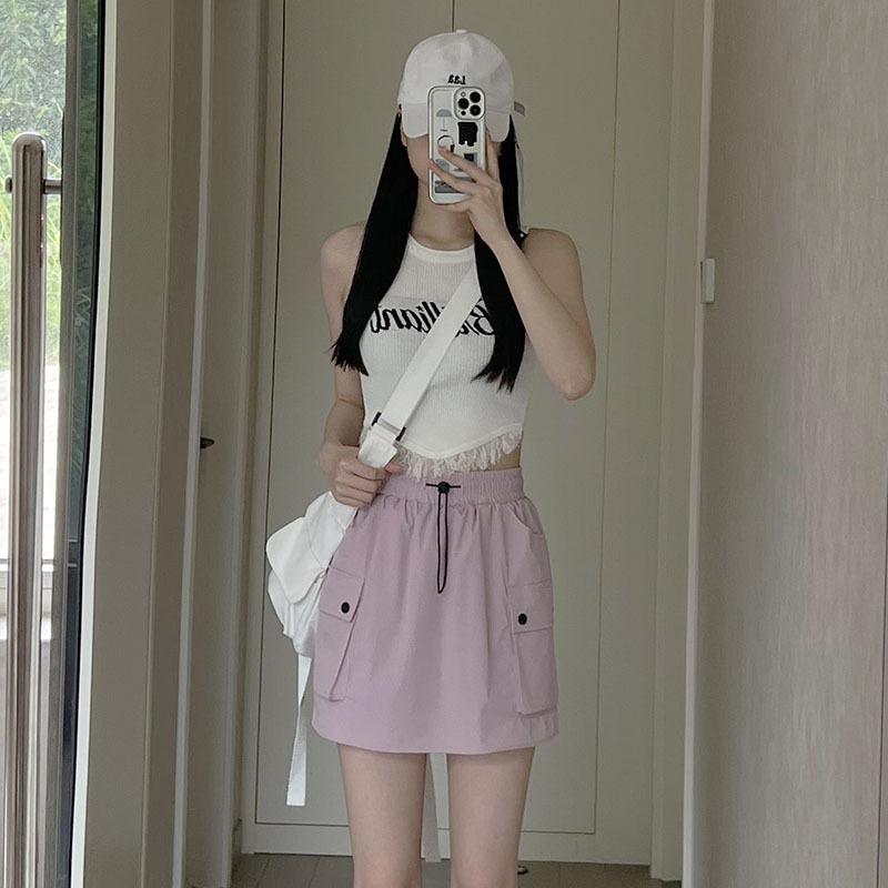 

Женская летняя тонкая новая быстросохнущая тонкая юбка с высокой талией XL розовый