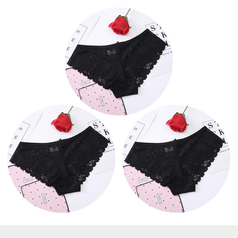 Panties for Woman Sexy Lace Breathable Female Underwear Panty Transparent Brief Girl Underpants Set M-XXL 3 Pcs/lot