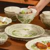 Cream Style Household Ceramic Tableware Housewarming Gift Creative Flower Rice Bowl Soup Bowl Vegetable Plate Combination Set