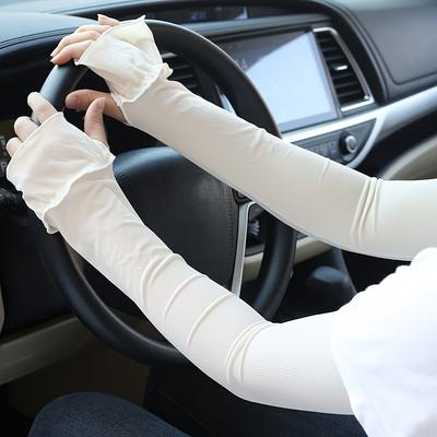 1Pair Summer Cool Extended Sleeves Ice Silk Women's Thin Loose Sleeves Men's Outdoor Casual Elastic Arm Sleeves