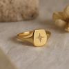 Wedding Engagement Anniversary Promise Gift – Yellow Gold Plated Diamond Star Ring, Starburst Dome Pave Band, North Star Signet Jewelry
