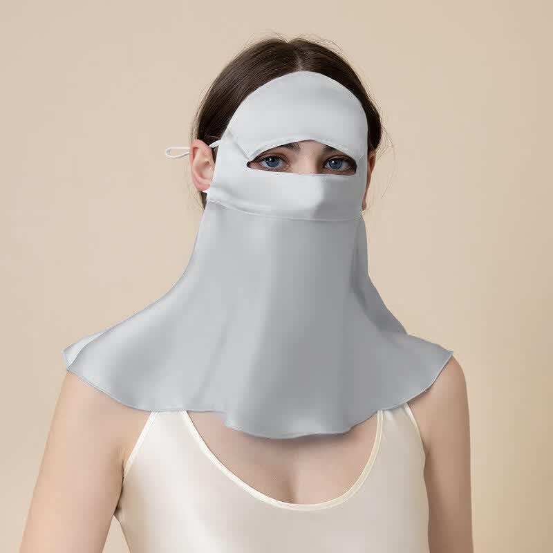 Mu Qingqing Breathable Mulberry Silk Full-Face Sun Mask