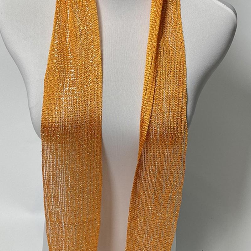 Delicate Sheer Scarf for Female Masquerades Lightweight Collar Wedding Party Decorative Scarf with Shinning Tassels