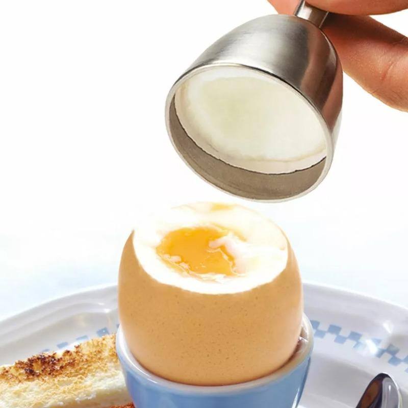 Stainless steel egg topper kitchen tool for removing cooked egg shells, precision eggshell opener breakfast gadget