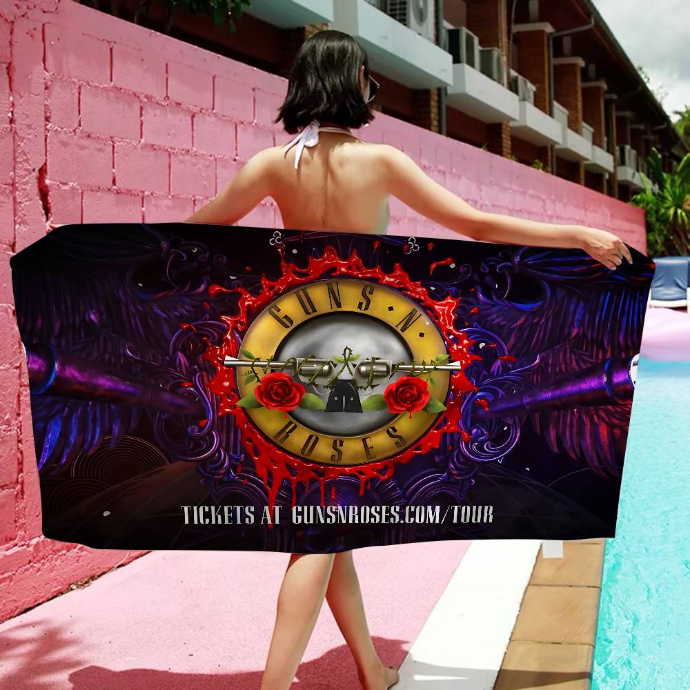 Cool Band G-Guns N-N R-Roses Rock Beach Towel Colorful Bath Towels for Girl Microfiber Custom Sand Free Beach Yoga Spa Gym Pool