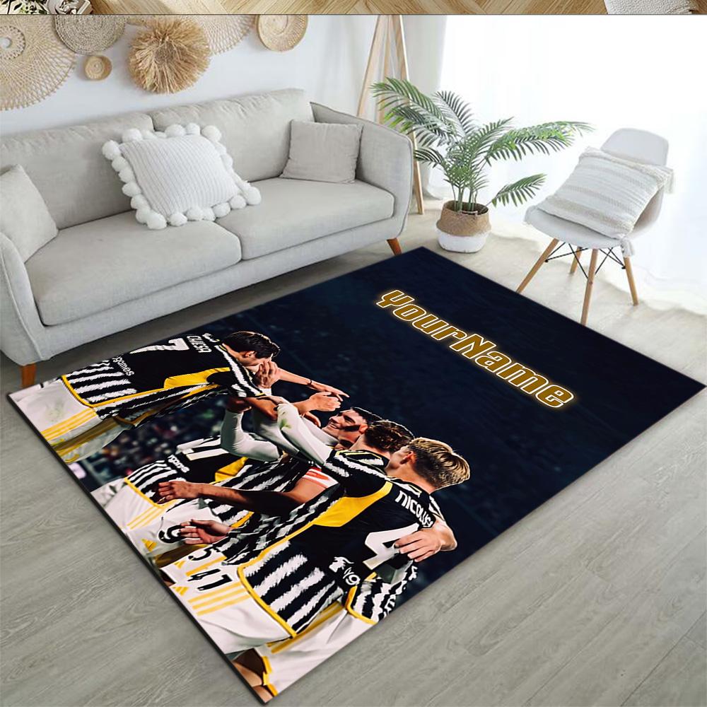 Juventus Customized Name Floor Rug Office Rug Design for Balcony Living Rooms Kitchen Entryway Antislip Carpet Anime Office Decor