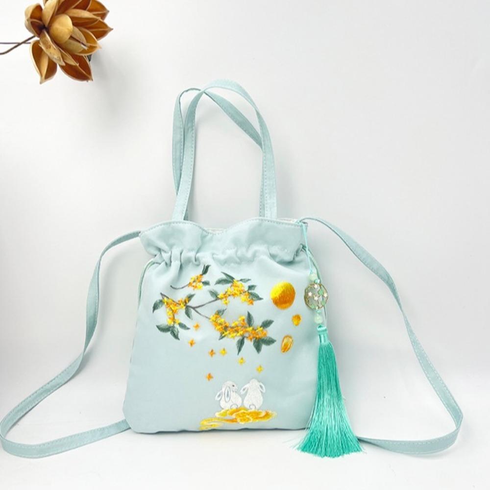 Organza Chinese Style Drawstring Bucket Bag Elegant Small Purse Bag  Wedding