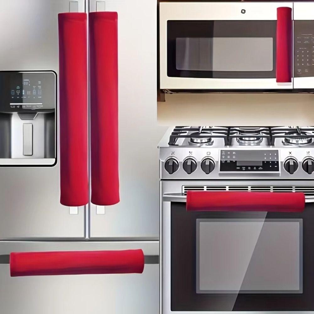 2Pcs Oil-proof Refrigerator Handle Cover Washable Stain-resistant Oven Door Handle Cover Appliance Handle Covers Home Decors