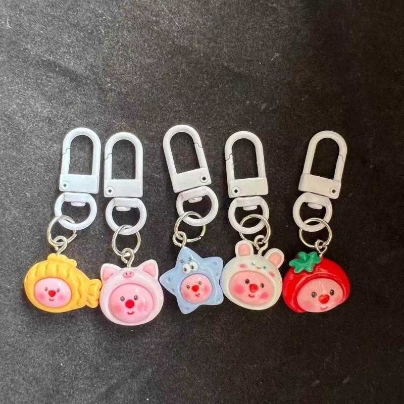 Cute Resin Keychain Loopy Keychain Resin Cartoon Doll Pendant Cute Accessories Perfect Gift for Woman Girls Children
