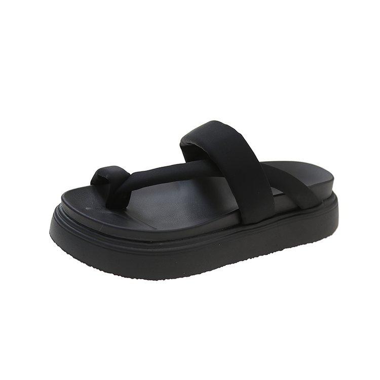 

Flip-flops women s summer outer wear 2025 new fashionable versatile retro thick-bottomed toes Korean version of cool slippers ins tide 35 чёрный