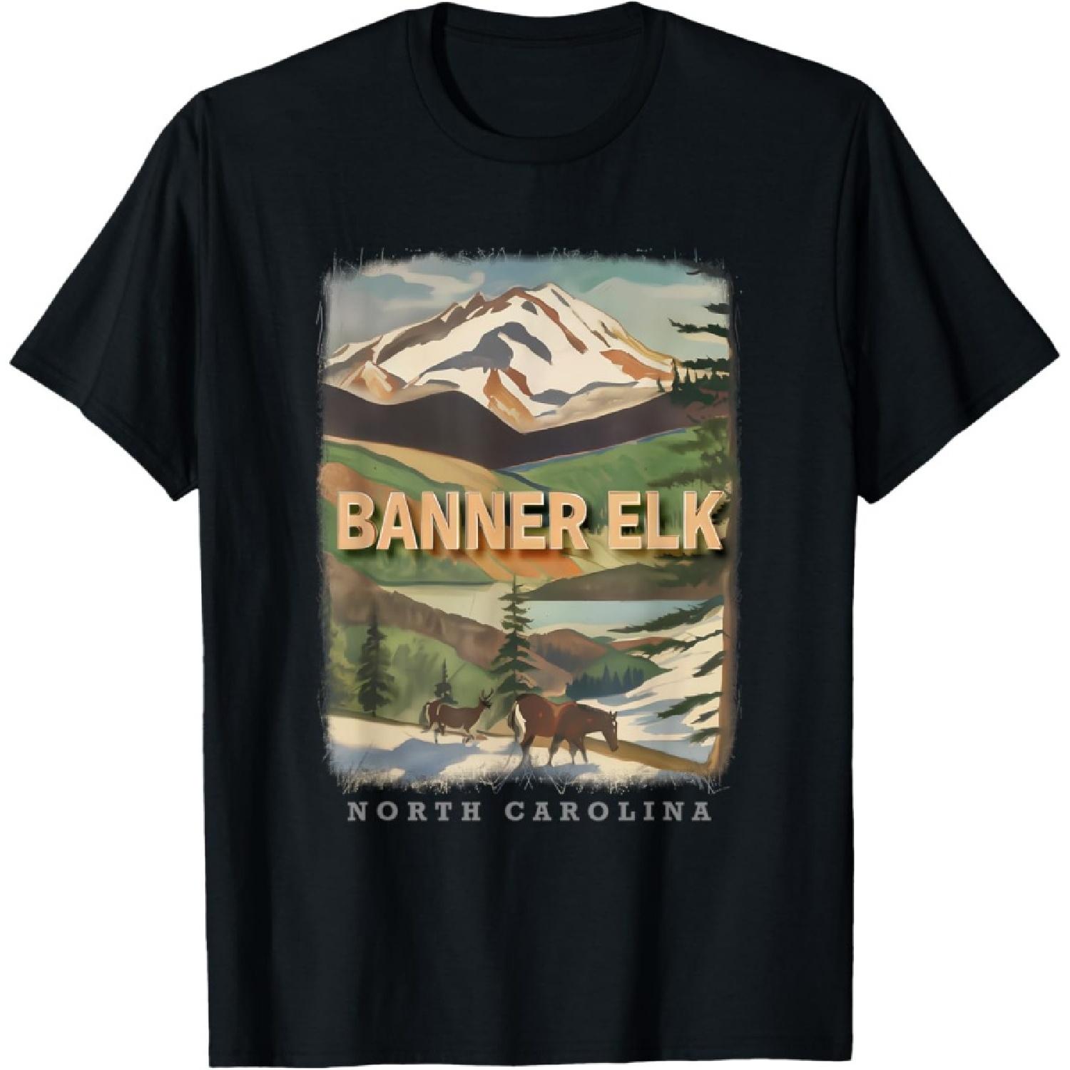 

Banner Elk North Carolina NC Mountain Majesty SD422 T-Shirt XXXXXL чорний