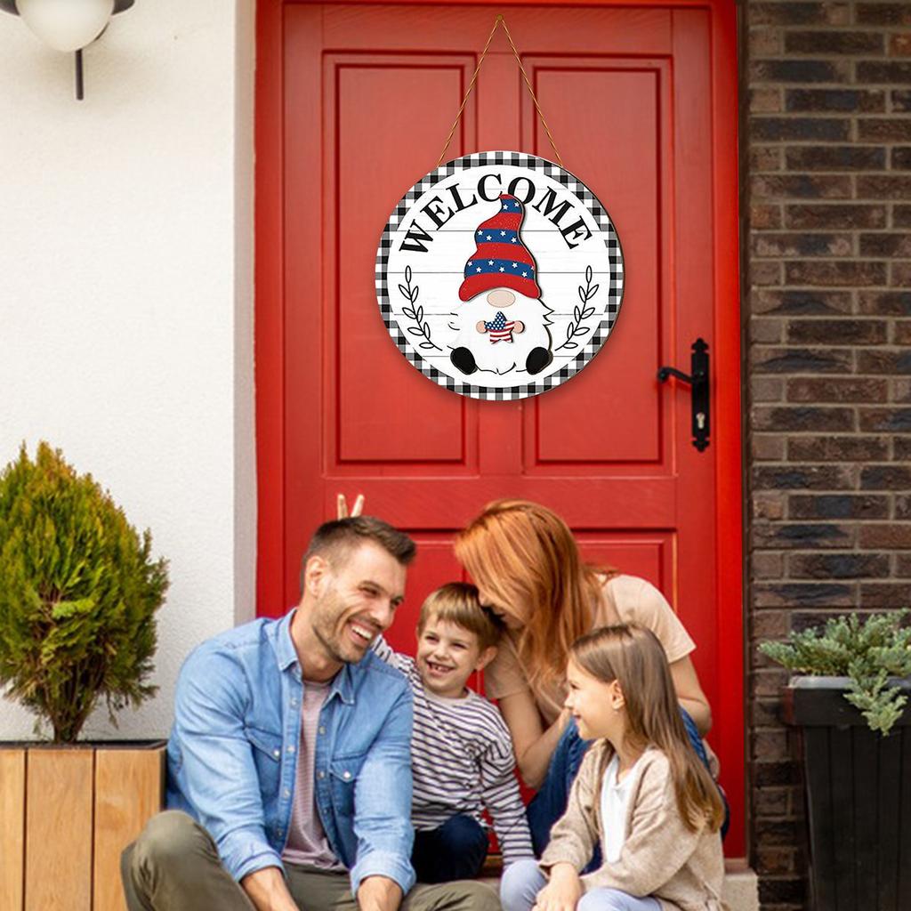 Halloween Gnome Welcome Sign with Magnetic Removable Hats DIY Gnome Door Sign Decor Multi-Purpose Creative Wood Decoration Plate