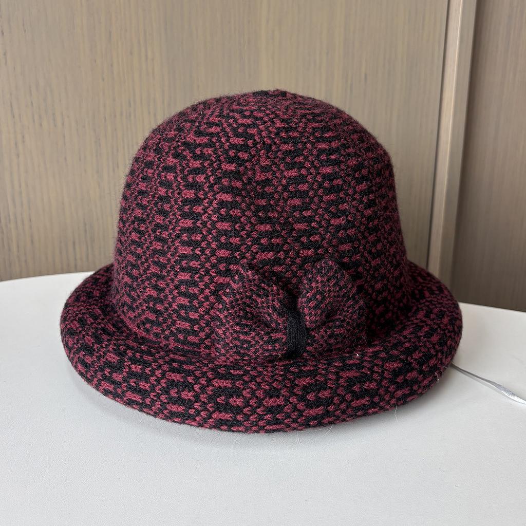 Hat Lady Winter Middle-Aged And Elderly Basin Hat Thickened Woolen Curling Bucket Hat Travel Leisure Warm Basin Hat
