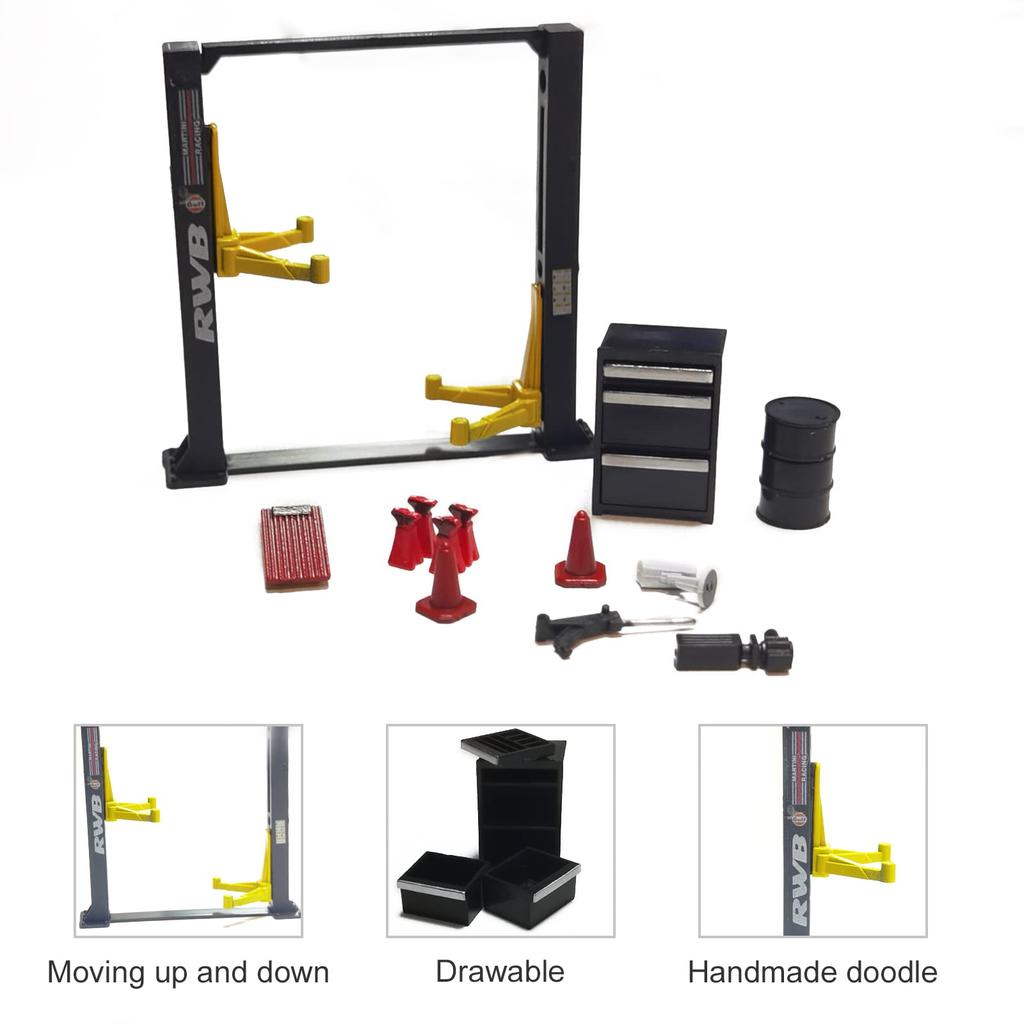 ARCADORA Garage Repair Tool Set ABS Model Car Display Geometric Black 1/64