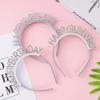 Gift Queen Pearl Happy Birthday Headband Rhinestone Crown Birthday Hair Hoop Female Jewelry