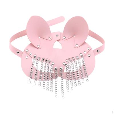 Metal Zincir Püskül Maskesi Kadın PU Deri Giyinme Trendy Yüz Kapak Masquerade Ball için