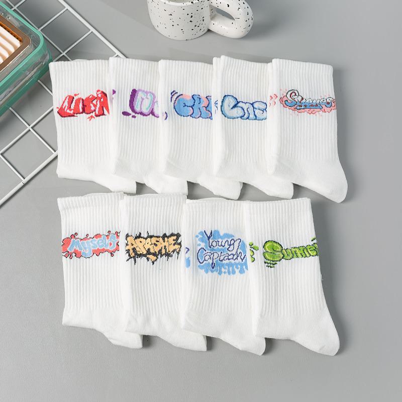 

Модные женские белые носки средней длины в корейском стиле на все времена года Mix and Match; one size