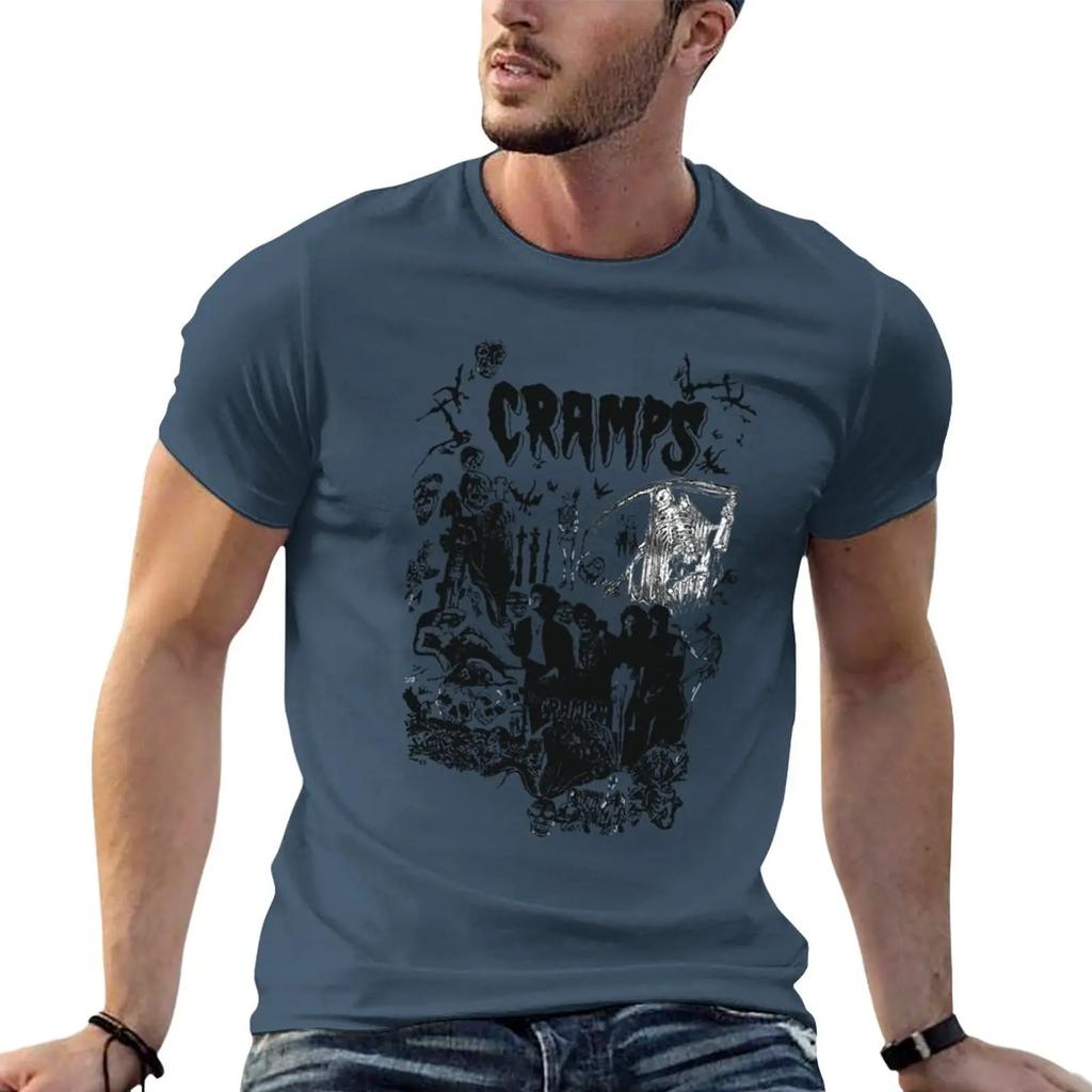 New Vintage 80s THE CRAMPS Punk Rock Psychobilly Tour Concert Promo TShirt Vintage T Shirt Tees Men Clothes