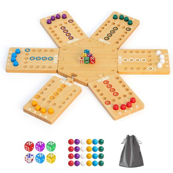 Marble Board Game Kit Eco-friendly Compact Portable Easy to Use Classic Strategy Wooden Board Game Entertainment Tool