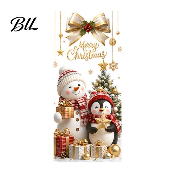 Holiday Glass Clings Christmas Window Clings, Cute Snowman Santa Penguin Reindeer Stickers for Home Decoration Glass, Reusable Static PVC Decal Party