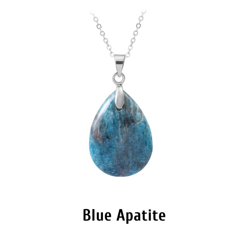 New Fashion Natural Stone Crystal Pendant Teardrop Simple Pendant Necklace Earrings Making Jewelry With Chain Collar