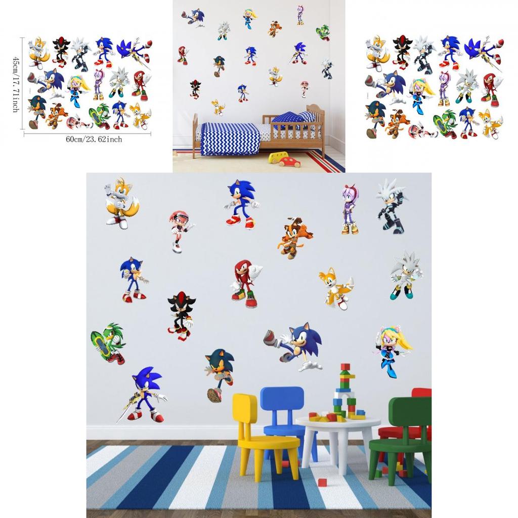Sonic Pattern Self Adhesive Wall Sticker Background Decor For Kids Room Living Room Bedroom And Hallway
