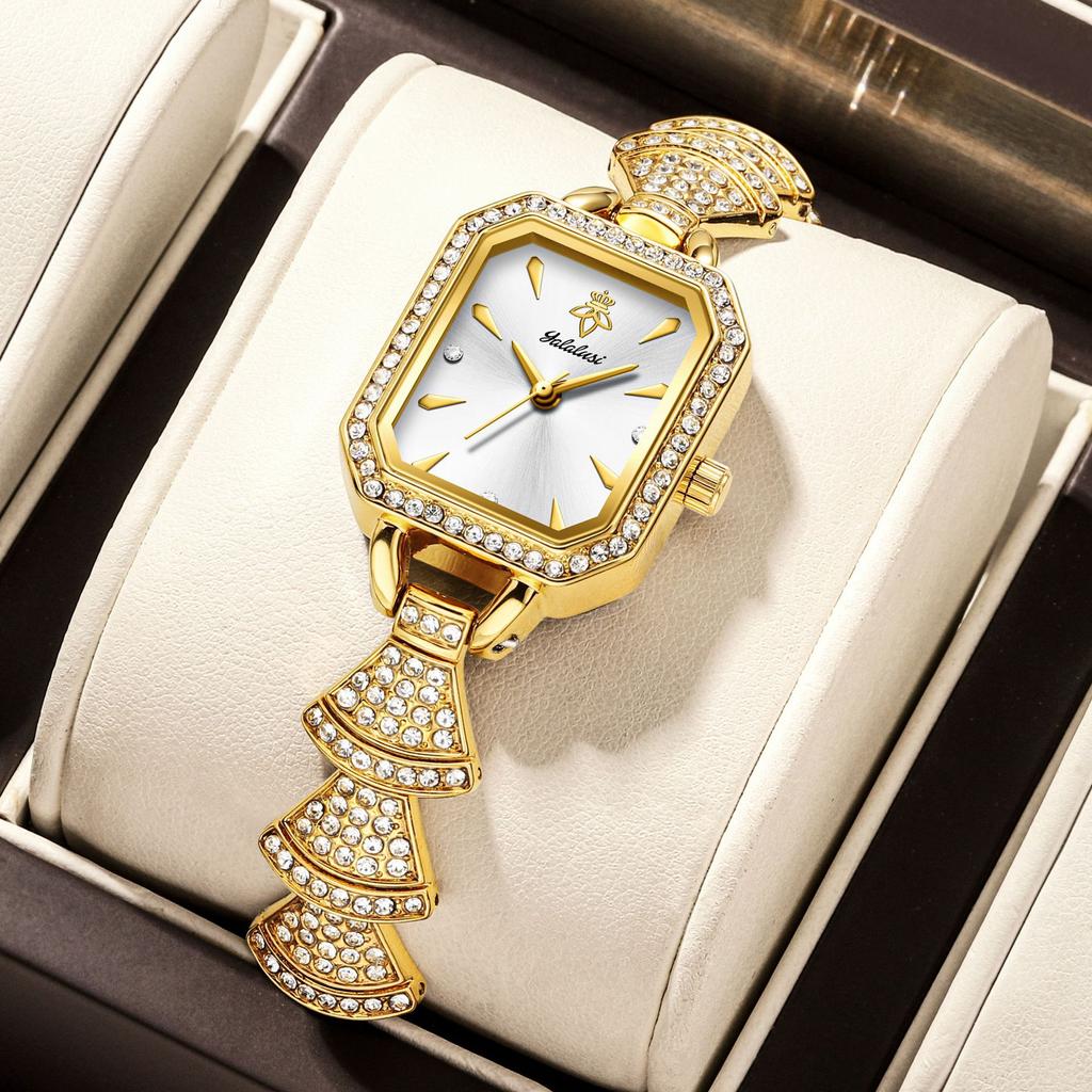 Diamond-Encrusted Square Plate Women'S Watch Light Luxury Bead Gold Women'S Watch Waterproof Temperament Women'S Premium Watch