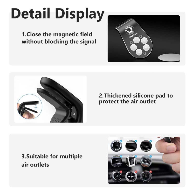 Car Magnetic L-Type Phone Holder Car Smart Phone Stand Clip For Skoda Octavia Superb RAPID FABIA KAMIQ KAROQ KODIAQ YETI ZA1